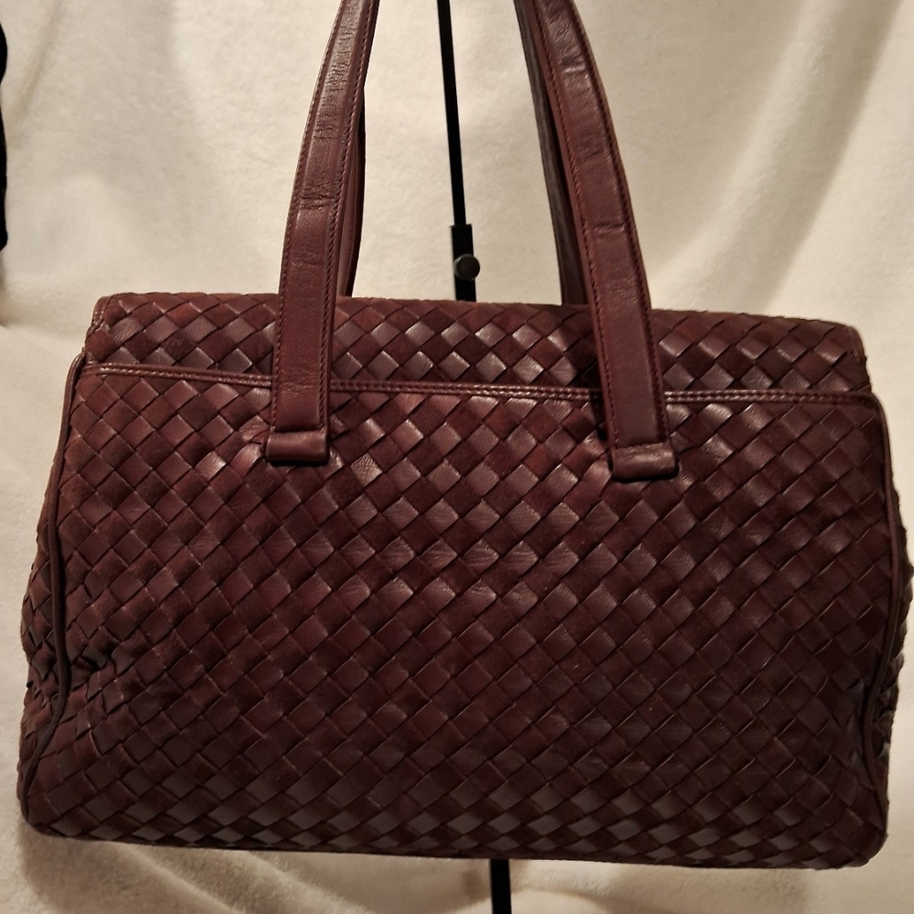 Bally Burgundy Woven Leather Satchel - Picture 3 of 11